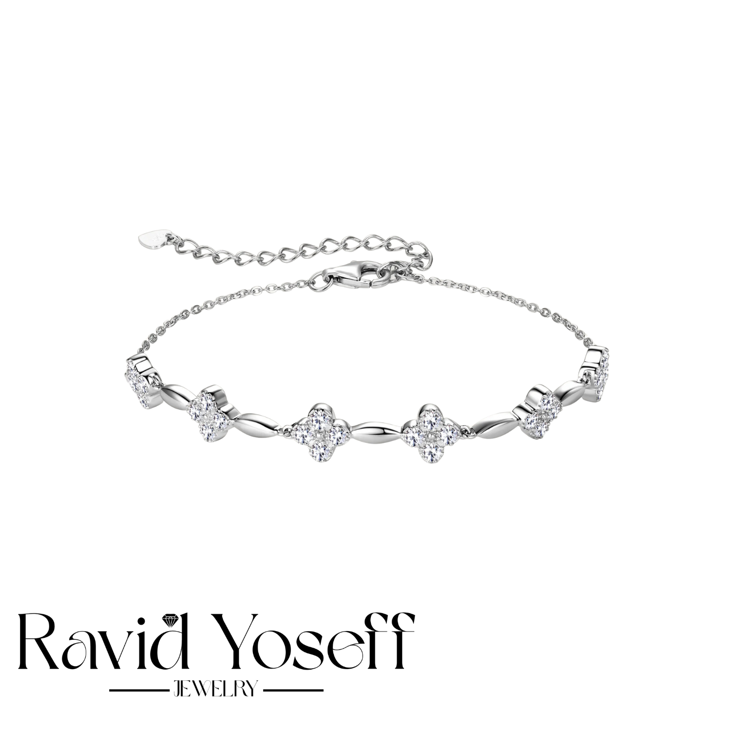 יוקרתי Moissanite צמיד תלתן