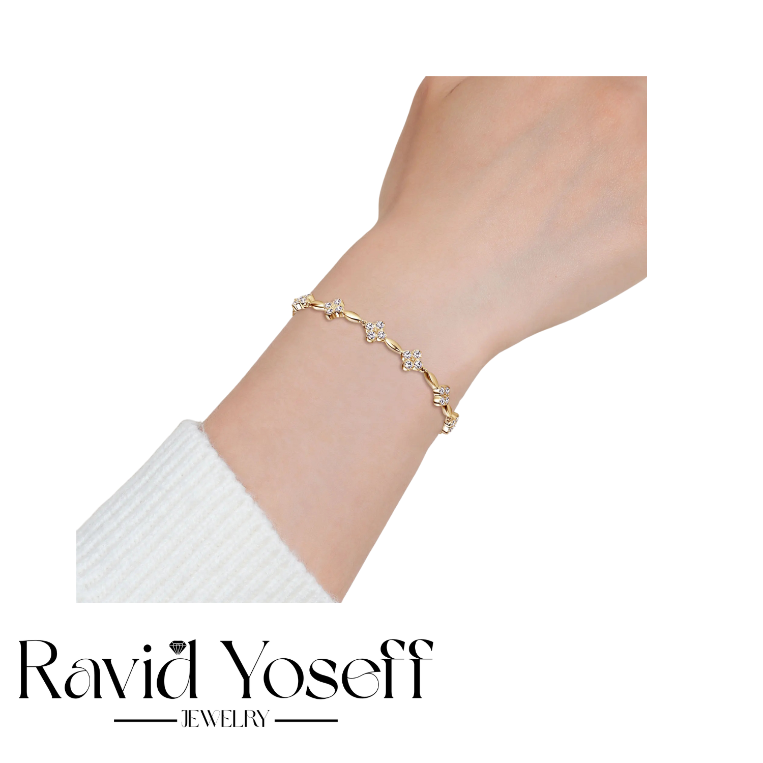 יוקרתי Moissanite צמיד תלתן