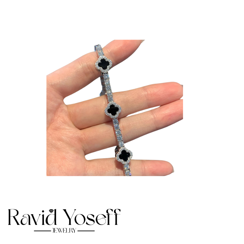 לגבר MOISSANITE  צמיד תלתן