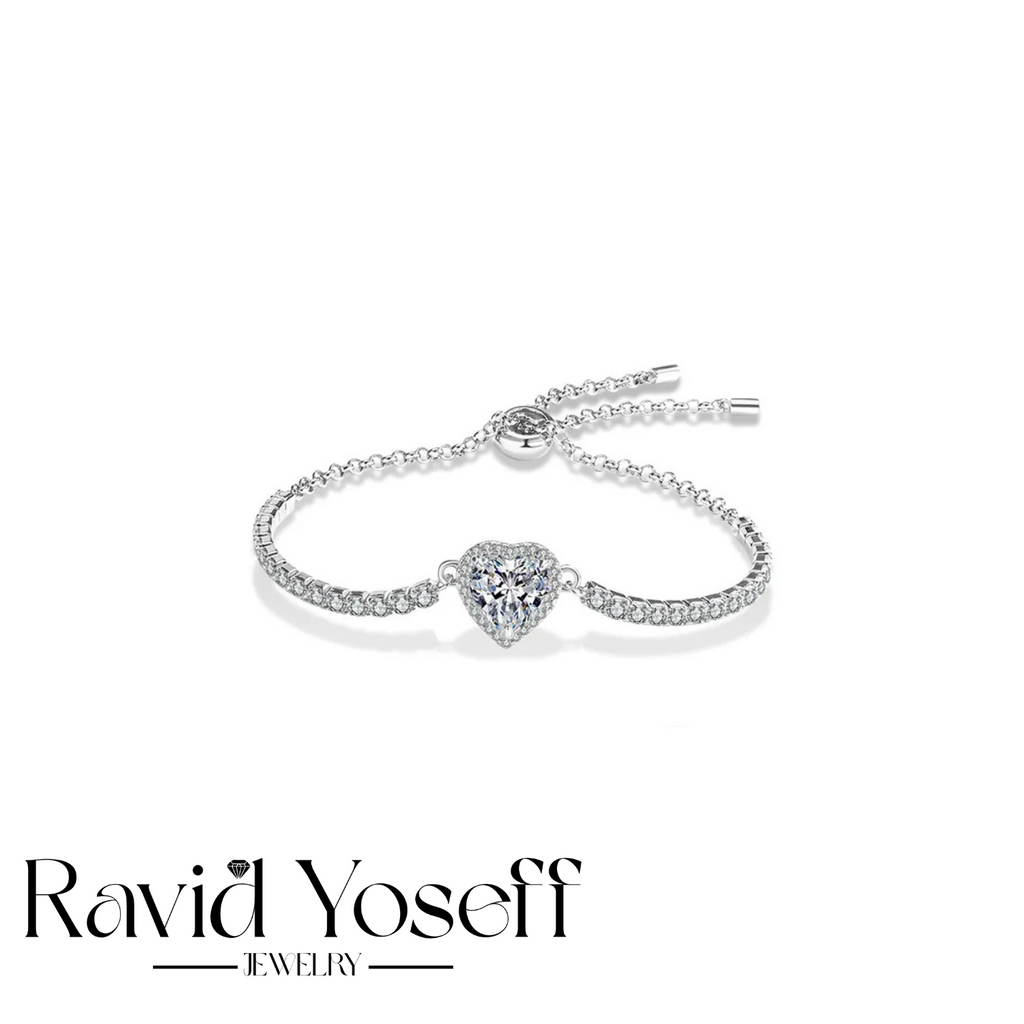 יוקרתי Moissanite צמיד לב