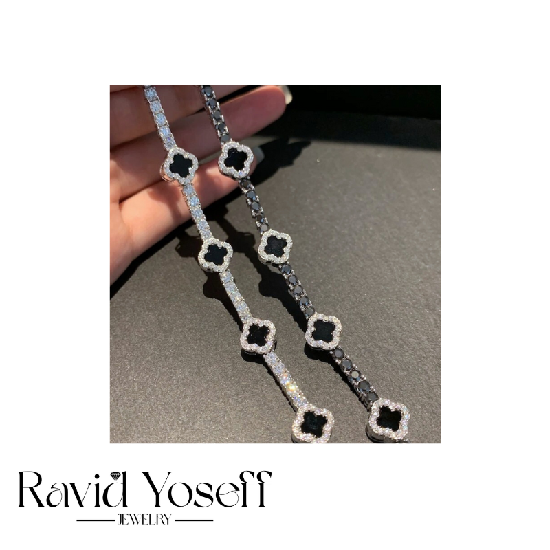 לגבר MOISSANITE  צמיד תלתן