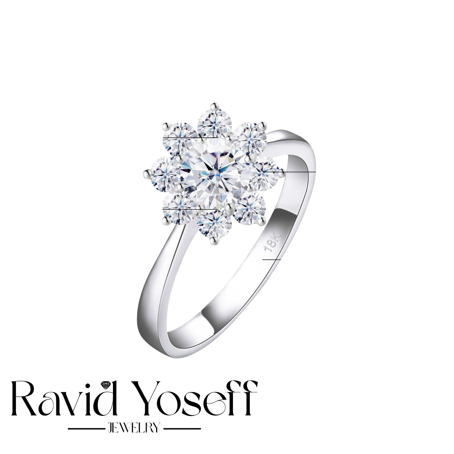 יוקרתית Moissanite טבעת קרין